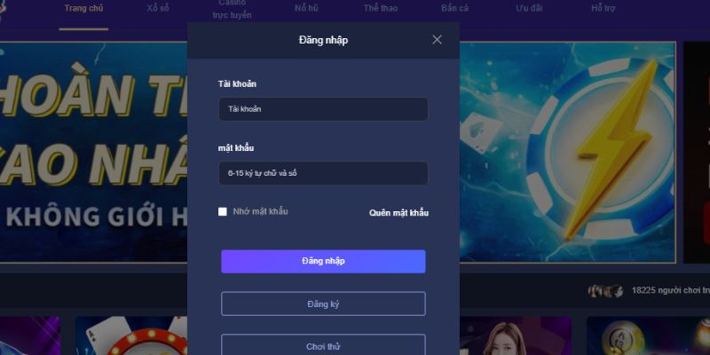 Kiểm tra lại các thông tin trước khi gửi lệnh đăng nhập Mb66